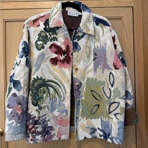 Vintage KEREN hart Tapestry Cotton Floral Button Front Jacket / medium